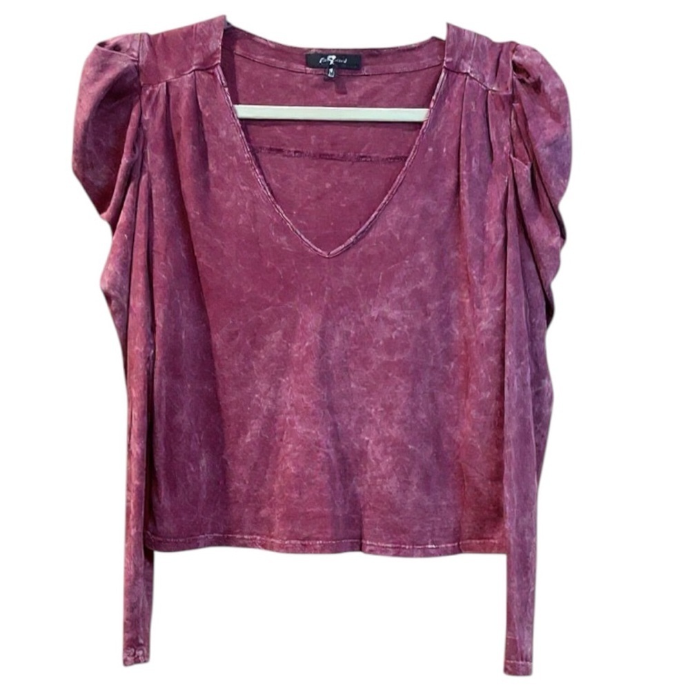 7 For All Mankind Puff Shoulder Mineral Washed Long Sleeve Tee 
Size M
